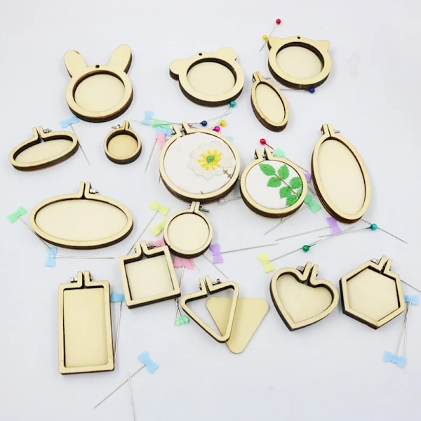 10 kpl Mini Broderi Rengas Puu Rengas Sekalaiset Pyöreät Tiheä Ristipisto Ramit Sarja Koruille Avaimenperille DIY Tarvikkeille 3.9x4cm 10PCS