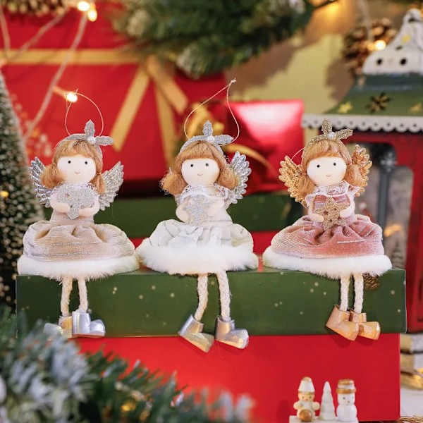 Søt jente engel julepynt julepynt til hjemmet juledukker barn gave Navidad gave Q23-012 Champagne