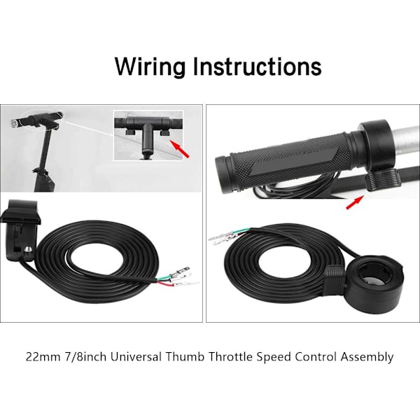 Keenso 22mm 7/8 tum Universal Tumgasreglage Hastighetskontroll för E-Cykel Elektrisk Cykel Scooter