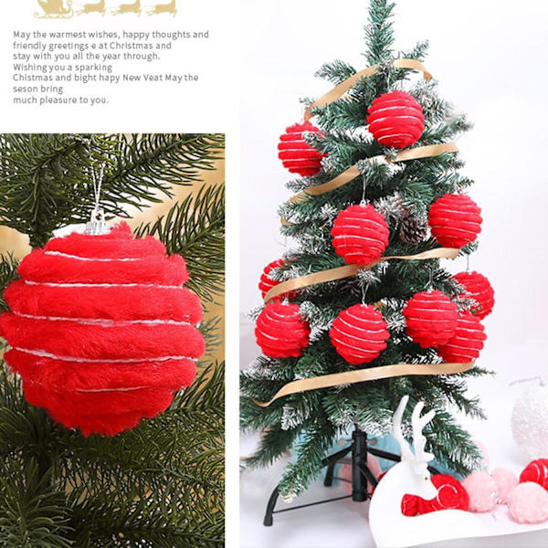 Plush-joulukuulat, koristeelliset koristeet joulukuuseen 8 cm red