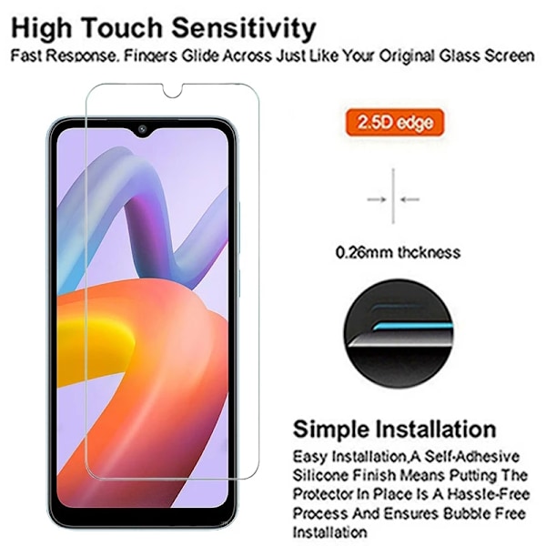 2 stk hærdet glas til Redmi A1 Plus skærmbeskyttelse