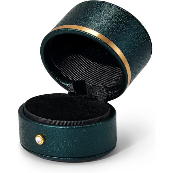 Läder Ringask Etui Förslag Bröllop Ring Presentask Multifunktionell Smyckeskrin Örhänge Halsband Presentask 1st green