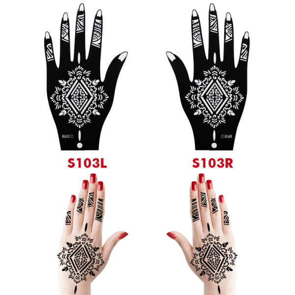 2-delad Henna-mall Tillfällig handskakning Tatuering Body Art S103 SQBB