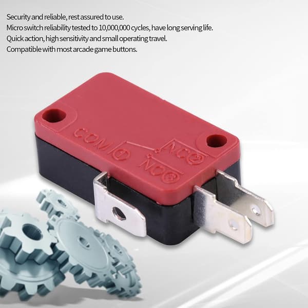 10st Röd 3-stifts Tryckknappsbyte för Arkadspel Micro Switch Arkadknappar