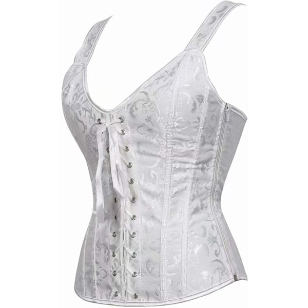 Korsetter for kvinner Overbust Bustier Top Gothic exy houlder White-6806 S White-6806 S