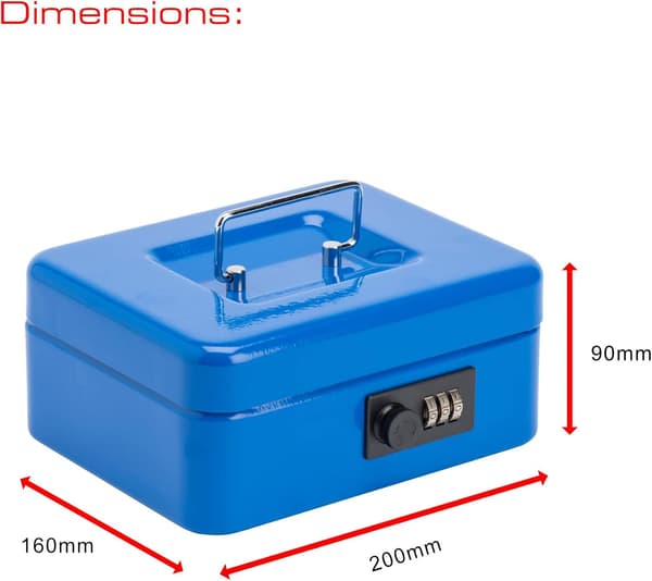 2CBL 8 \" Kombinationslås Kassaskrin, Blå Blue_max Blue