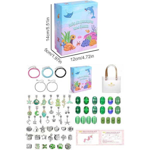 Charm Armband Kit - Smyckeshantverkssats för Flickor och Tonåringar, Grön Green