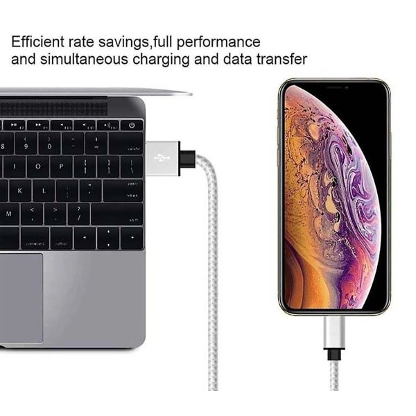 SQBB USB C Lightning Kabel 1m, Nylon Laddningskabel Power Snabbladdningsläge Kompatibel med Iphone 11/11 Pro / 11 Pro Max / Xr / Xs Max null ingen