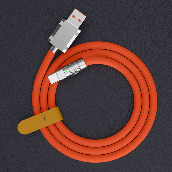SQBB 120w 6a snabbladdningskabel Flexibel sladd Micro USB -kabel för dataöverföring och snabbladdning Orange 1m