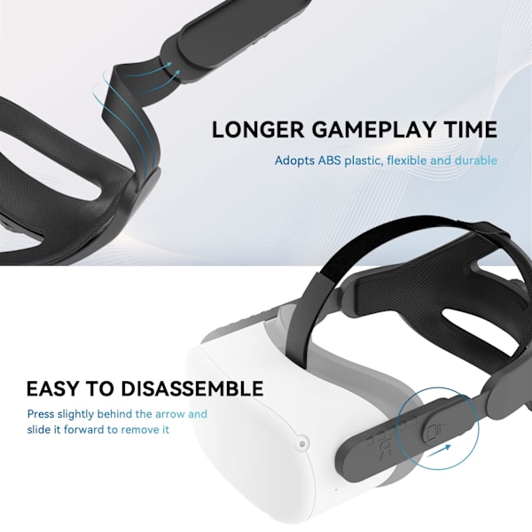 Justerbar Hovedrem til Quest 2/Quest 3, Elite Strap Udskiftning til Børn og Voksne (Sort) Black