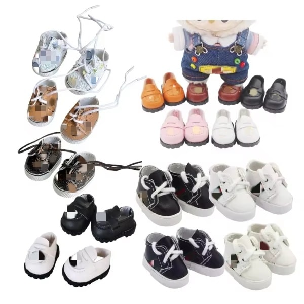 /NC/Labubu Kläder Lyx 17cm Designer Märkes Docktillbehör Kostym Dockklä Clover sneakers randomly