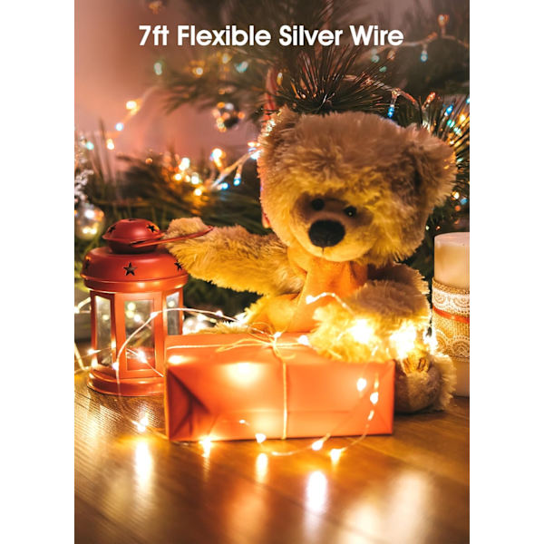 6-pack Batteridrivna Fejäljuslingor, 2 meter 20 LED Vattentäta för DIY-projekt Warm White and White 6 Pack