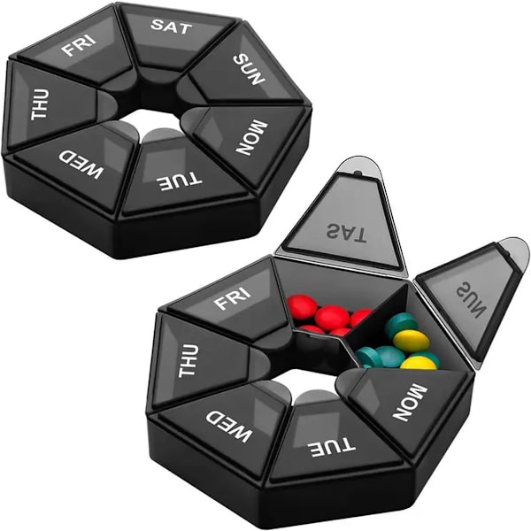 7-dagars pillerorganisatör - Praktisk tablettförvaring & resevänlig organisation - Pillbox - Medicinlåda - Planer