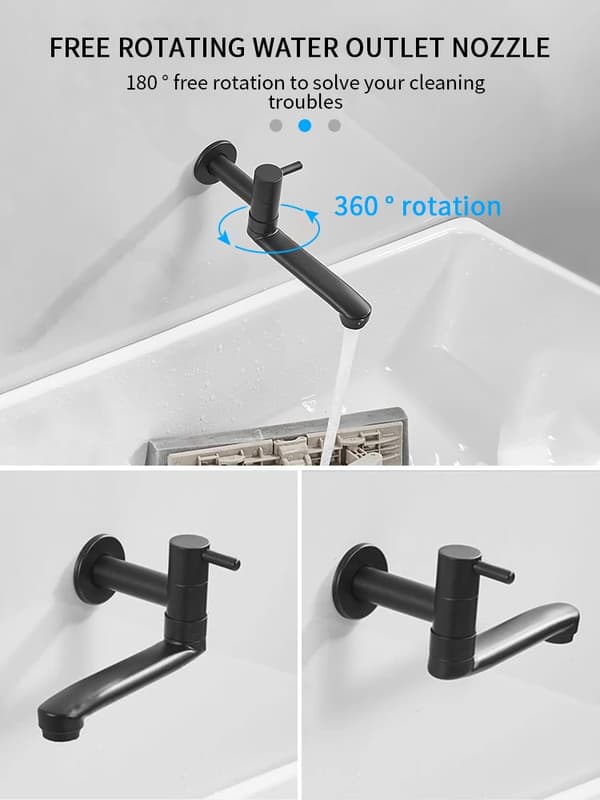 Enkel Kall Kran Vägg Utomhus Mopp Pool Kran Koppar Mässing Väggfäste Badrum Diskho Kran Rotatable Wb1411 31cm