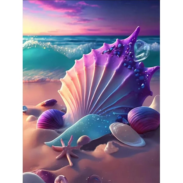 5D Diamantmaleri Fantasy Shell Seaside Broderi Mosaic Korssting Kit Jenter 'Soverom Hjem Dekorasjon Gi Tog W303 Full 20x30CM Rund