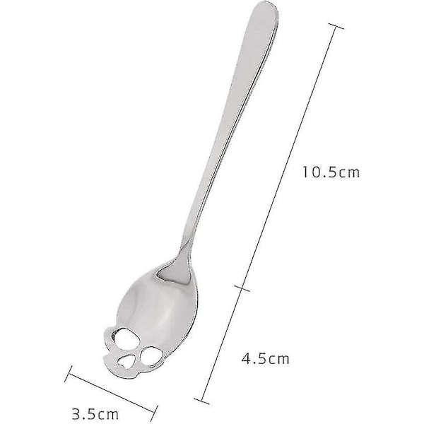 6 Dödningehoved Skeer Sort Rustfrit Stål 18/8 Smukke Dödningehoved Teskeer Blandeskeer Kaffeskeer Sæt bY silver silver