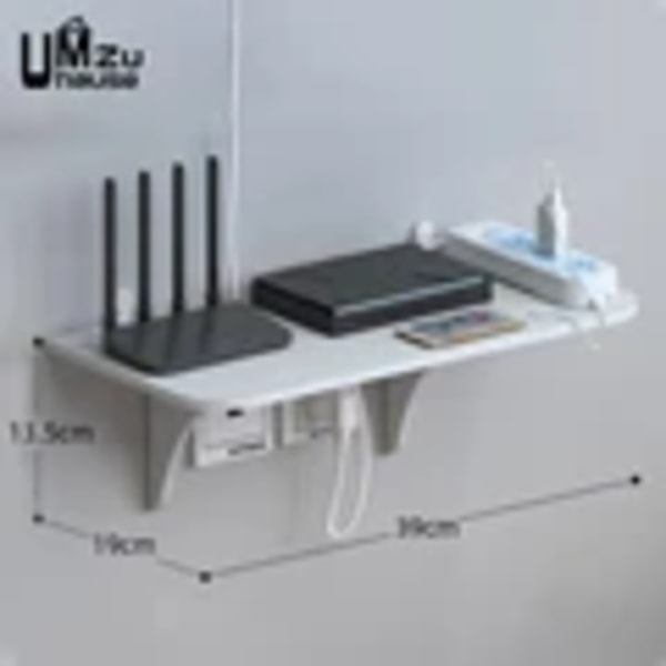 Router Flytende Hylle Hängende Rack Multi Tap Outlet Wifi TV Set Top Box Board Dold Bracket Förvaring Organizer Väggmonterad Hållare 39x19x13.5cm