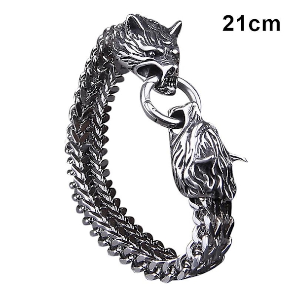 Dela Viking Armbånd - Fenrir Hoved - Rustfrit Stål Armbånd Unisex [db] 21cm 21cm