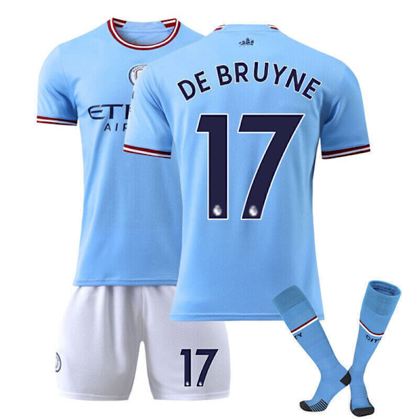 Nye Drenge Børn Børn Fodbold Kit Kort Skjorte Sok Sæt Fodbold Manchester City Hjemmesæt #17 manchester city home kit #17 24/(8-9 years)