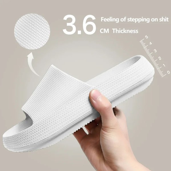 Cloud Tofflor För Män Flip Flops Strand Sandaler Badrum Icke-Slipp Slides Män Kvinnor Tofflor Inomhus Skor Man S Löper B-White 3.6cm 38-39(passar 37-38)