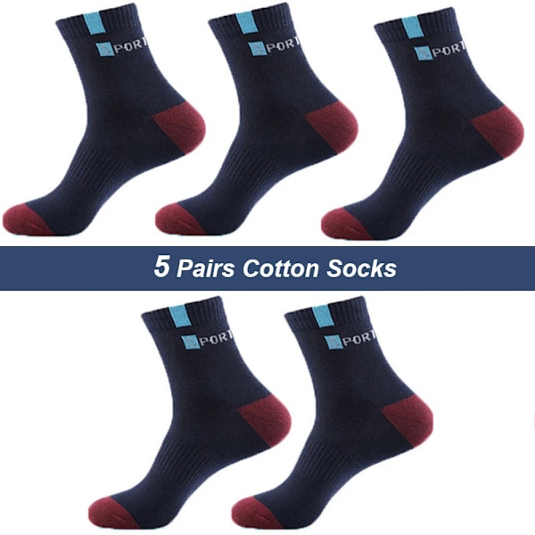 5 par bambufiber Höst Vinter Herrstrumpor Andas bomull Sportstrumpa Andas Deodorant Business Strumpor Plus storlek 38-47 E 5 Par Marinblå EUR 43-47