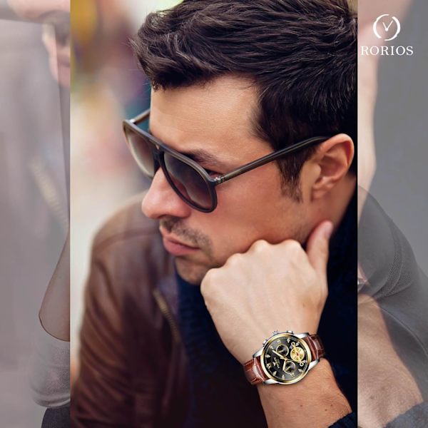 Herrar Analog Kvarts Armbandsur Vintage Elegant Armbandsur Datumskalender Luminous Klocka Svart Brun A Black brown A