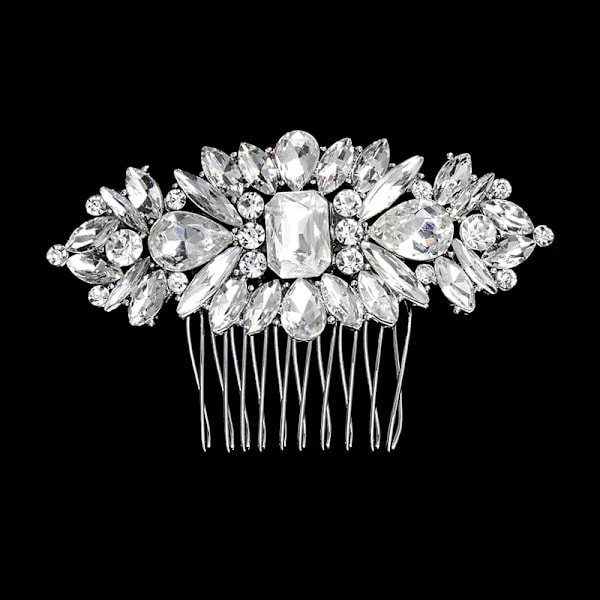 Uusi hopeakoristeinen hiuskampa Käsintehdyt helmet strassi Trendikäs metallipääpanta Elegantti hiuskoriste naisille HS-J5070