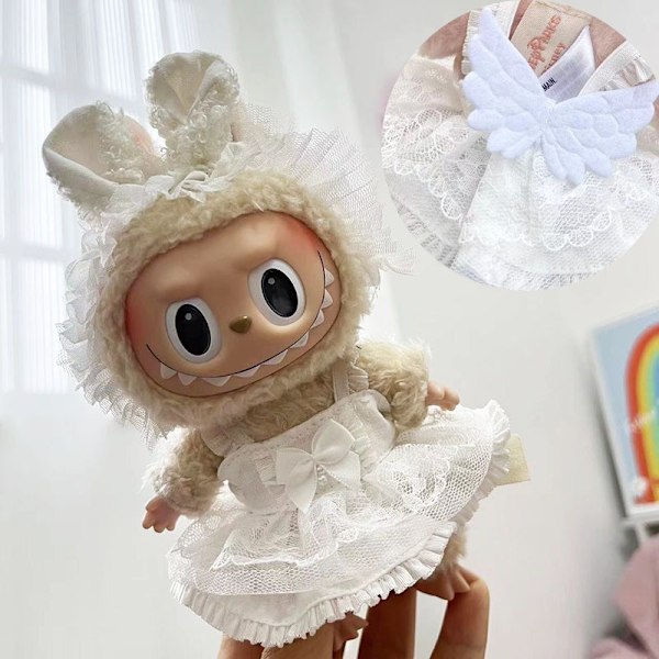 Usynlige vinger, (kun klær) 17cm anheng blind box macaron Labubu Labubu Time to chill dukkeklær