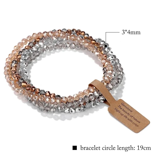 4 Bitar Set Facetterade Glaspärlor Stretch Armband Påverkade Glaspärlor Flerfärgade Elastiska Pärlor Handgjorda E Armband Smycken ASL70055A