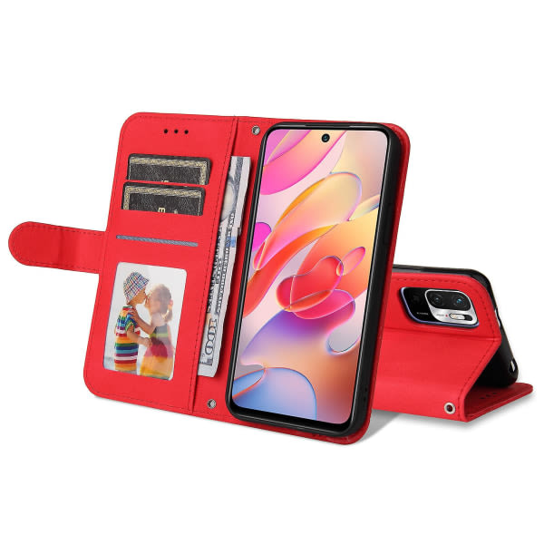 SQBB Case till Xiaomi Redmi Note 10 5g Korthållare Stöd Stötsäkert skydd - Röd
