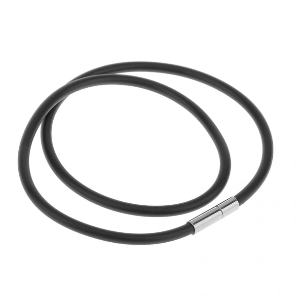 Halsband av gummitråd med spänne i rostfritt stål 3 mm diameter 22 tum långt - svart