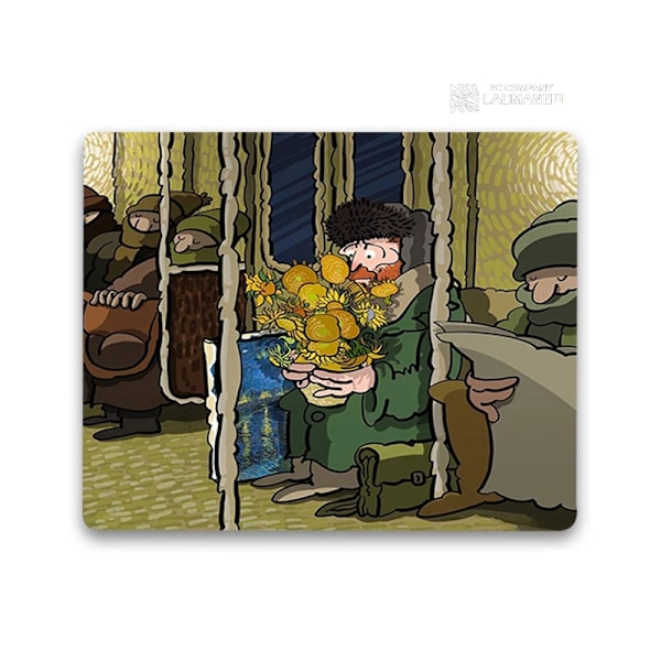 Lille musemåtte Tegneserie Van Gogh Illustration Pc Gamer-skab Tangentbord Skrivebordsunderlag Computerspil Tilbehør Musemåtte Animemåtter ZY003230 20x25cm