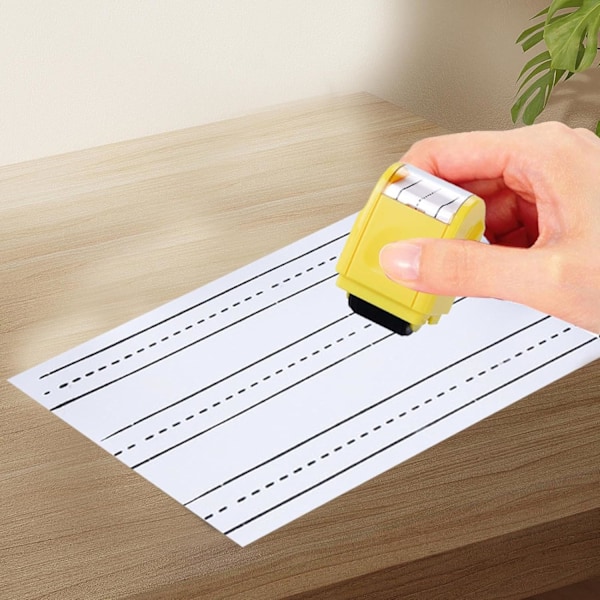 Stempelrulle for håndskriftøving, lærers blekk-stempel for barns skriving yellow