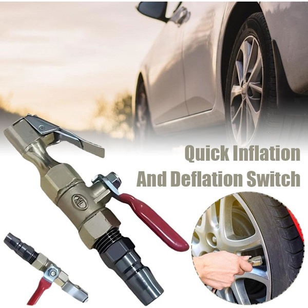 Dekk-inflator Luftpistol Dys, Rask Tilkobling Luftchuck for Luftkompressor, 2 stk 2 pcs