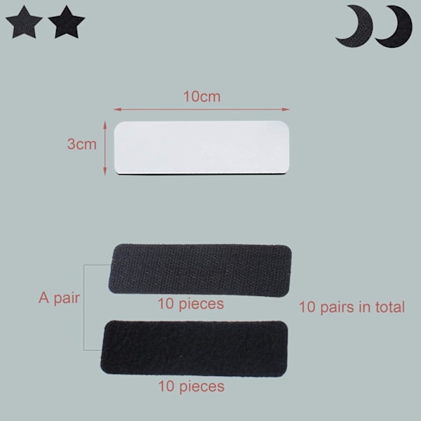 Itsekiinnittyvä tarranauha, (10*3 cm, 10 paria) Musta kaksipuolinen tarra, mainos