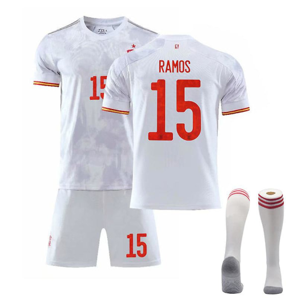 Spanien Jersey Fotboll T-shirts Set för barn/ungdomar RAMOS 15 away Barn 28(150-160CM)