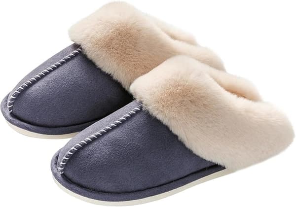 Dametøfler - Bløde hjemmesko med memory foam - Varme tøfler Mörkgrå M
