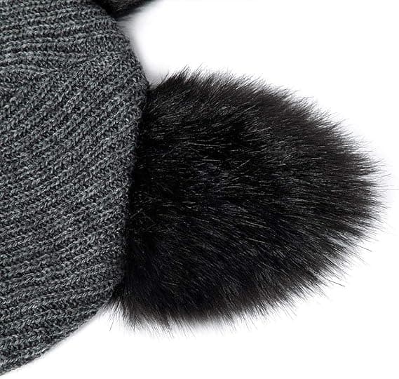 Kvinnor Flickor Kattöron Mössa Vinter Varm Stickad Skidmössa Grå-max Grey