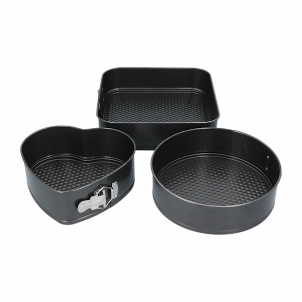 Kakeformer i forskjellige former - 3 stk. springformer Black Svart