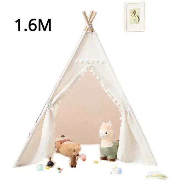 1,6 Metrinen Telttta Lasten Leikkitalo Wigwam Lapsille Kannettava Lasten Tipi Telttta Teepee Tipi Infantil Kid Tend Tyttöjen Leikkinurkka. 1,6M TENT valkoinen