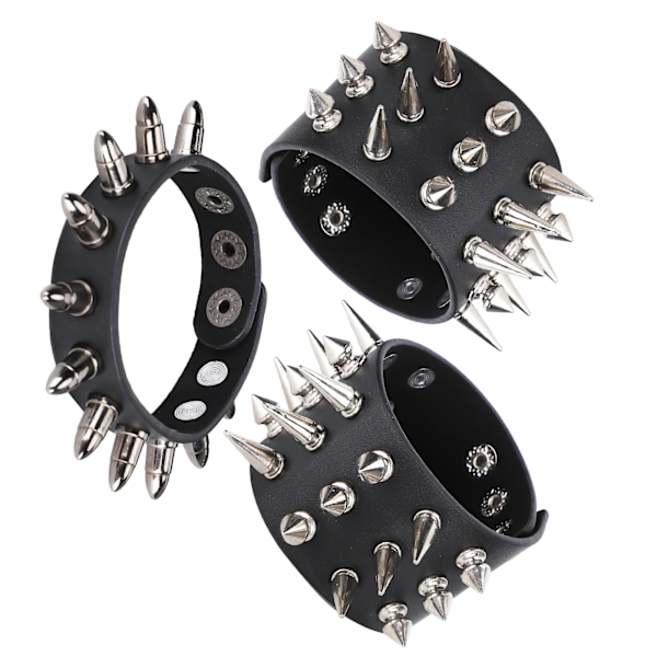 3 st Punk Nitar Rivet Armband Personlig Armband Manschett Retro Metall Armband