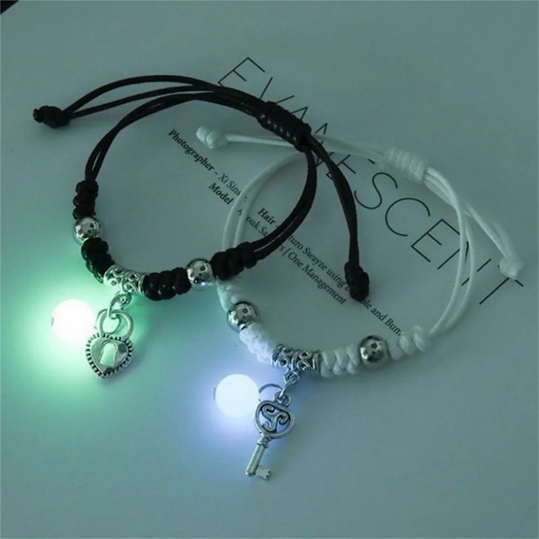Mode Luminous Beads Star Par Armband Naisille Miehille Charm Kissa Kukka Sydän Avaimenperä Risti Sopiva Ystävä Armband Korut BR22Y0267-10