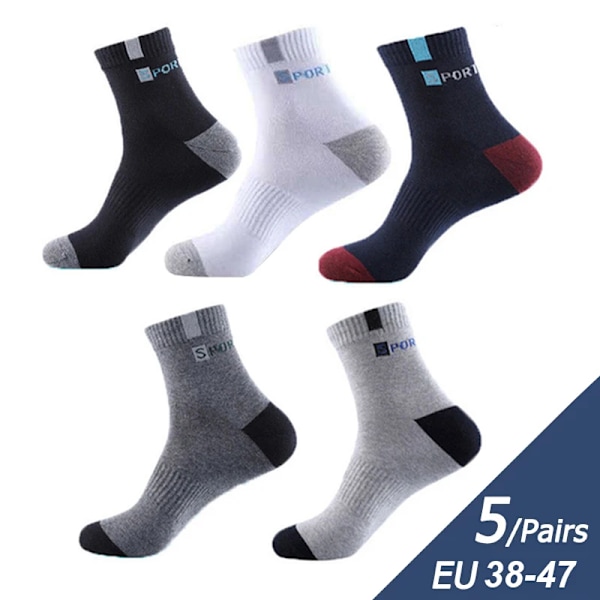 5 par bambufiber Höst Vinter Herrstrumpor Andas bomull Sportstrumpa Andas Deodorant Business Strumpor Plus storlek 38-47 B 5 Par Mörkgrå EUR 38-42