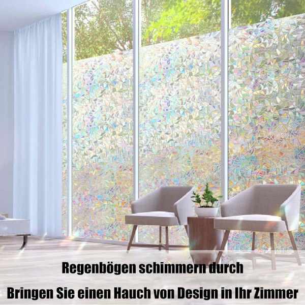Självhäftande fönsterfilm, ogenomskinlig, insynsskydd, 3D fönsterfilm 45cm x 300cm