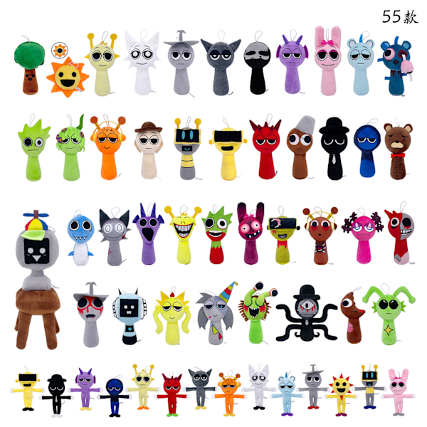 Xbi- Sprunki pehmo rytmilaatikko uusi peli pehmolelufiguurit Mutant black top hat