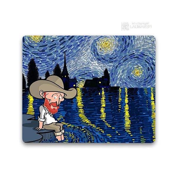 Pieni musta hiirimatto Piirretty Van Gogh -kuva PC-pelaajan pöytä Tangenttiboard-työpöytämatto Tietokonepelitarvikkeet Hiirimatto Anime-matot JH003775 25x29cm