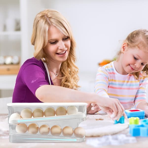Automatisk Egglagerdispenser, Plassbesparende Rullende Eggstativ for Kjøleskap