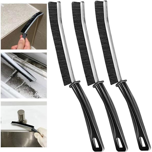 3-osainen kylpyhuoneen rakojen puhdistusharjasetti, ergonomiset käsikäyttöiset puhdistustyökalut pieces