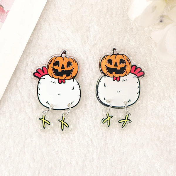 8 st Halloween-berlocker i akryl, roliga spökpumpor, vandrande kycklingar, för halsband, hängande, gör-det-själv, ljusguldfärg