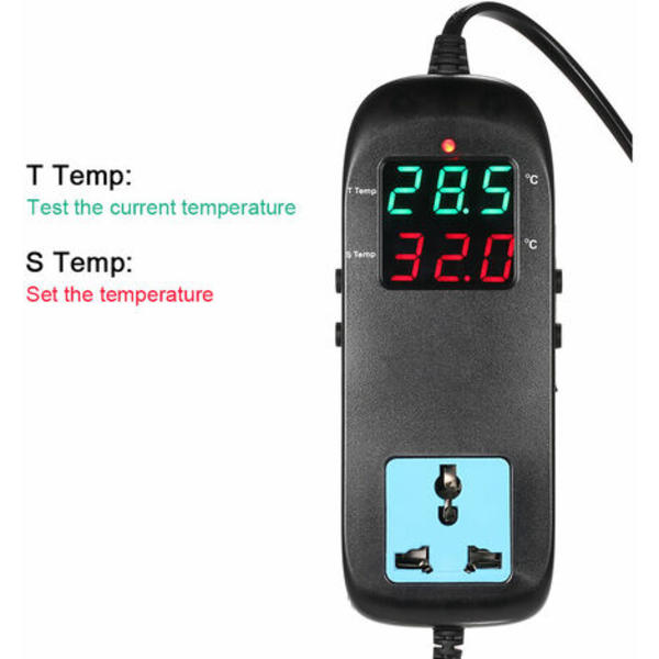 Elektronisk termostat, LED-display, med AC 90V-250V-kontakt